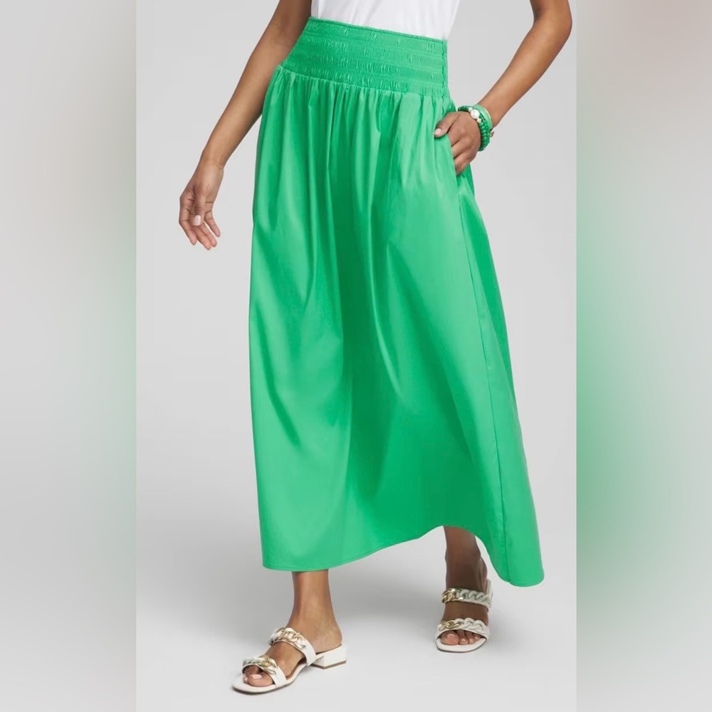 Chico's Poplin Smocked Waist Skirt Size NWOT